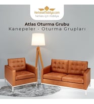 Atlas Kahverengi Deri Ofis Kanepesi