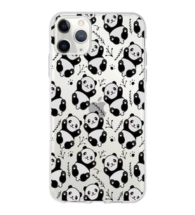 Apple iPhone 11 Pro Uyumlu Kapak Panda Tasarımlı Şeffaf Silikon Kılıf