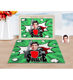 BK Gift Kişiye Özel Şövalye Karikatürlü 1000 Parça Profesyonel Puzzle-2