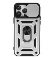 Durukar® iPhone 13 Pro Kılıf Pars Lens Yüzüklü Silikon - Gümüş