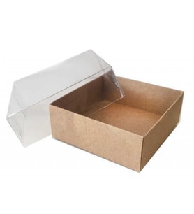 KUTU NATUREL KRAFT KAĞIT ve ASETAT 8x8x3 CM PK:50-