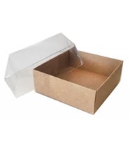KUTU NATUREL KRAFT KAĞIT ve ASETAT 8x8x3 CM PK:50-