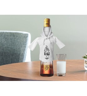 BK Gift Kişiye Özel Mini Beyaz İçki Şişesi Tişörtü , Ev Bar Dekoru, Rakı, Rakı Şişesi Tişörtü, Ev Barı-11