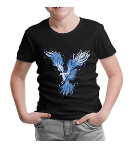 Blue Phoenix Bird Siyah Çocuk Tshirt