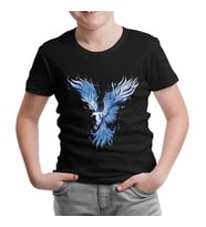 Blue Phoenix Bird Siyah Çocuk Tshirt