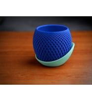 3D Baskı Küre Saksı - Kafes Dokulu İki Parçalı Dekoratif Saksı - Mavi-Mint
