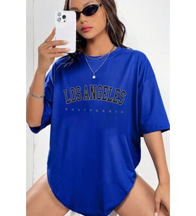 Unisex Los Angles Tasarım Tshirt (Mavi)
