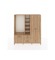 Hyperion Dolap 13 Raflı 3 Çekmeceli 4 Kapaklı 220x44x243 Çam-Çam/Çam