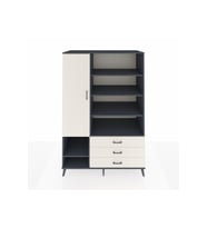 Kronos Dolap 9 Raflı 3 Çekmeceli Tek Kapaklı  132x59x195 Antrasit-Aytaşı/Aytaşı