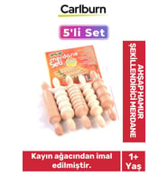 Özel Kayın Ağacından Üretilmiş Oyun Ahşap Hamur Şekillendirici Bebek Çocuk Merdane 5'li Set