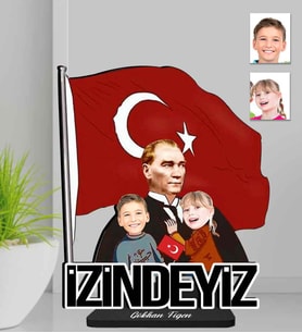 Kişiye Özel Atatürk İzindeyiz Kardeş Ahşap Biblo-1