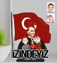 Kişiye Özel Atatürk İzindeyiz Kardeş Ahşap Biblo-1