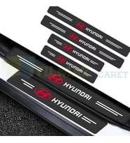 Hyundai Logo Karbon Kapı Eşiği Oto Sticker Etiket Yapıştırma Çıkartma 4 Parça