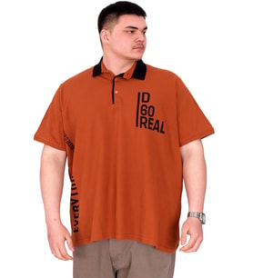 Mode XL Büyük Beden Erkek T-Shirt Polo Yaka REAL U25309 Tarçın
