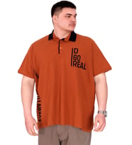 Mode XL Büyük Beden Erkek T-Shirt Polo Yaka REAL U25309 Tarçın