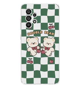 Samsung Galaxy A23 Uyumlu Double Bear Tasarımlı Şeffaf Telefon Kılıfı