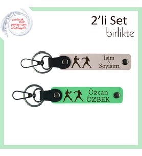 Direnciyle Ayakta Kalanlara, İsme Özel Yazılı 2’li Anahtarlık, Dövüş Ruhuna Hediye, Pudra-F Yeşil