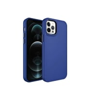 Apple iPhone 12 Pro Max Uyumlu Kılıf Metal Çerçeve ve Buton Tasarımlı Sert Zore Botox Kapak (Lacivert)