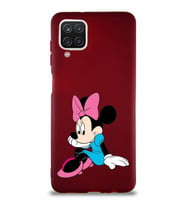Samsung Galaxy A12 Soft Premier Kapak Minnie Mouse-E Tasarımlı Silikon Kılıf - Mürdüm (Şeffaf)