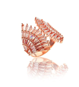 Baget taşlı yelpaze modeli ayarlamalı yüzük SGTL7751 (Rose)