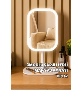 LED'li 3 Modlu Şarj Edilebilir Makyaj Aynası ve Düzenleyici