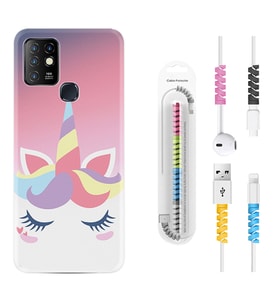 INFINIX Hot 8 9 10 11S Hot 10 Play 10T Kılıf Kablo Koruma Spiral Silikon Sweety Unicorn 1737