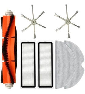 Mijia 1c.Vacuum Mop 1c Ve Vacuum Mop 2c ile- Mop Pro 2+ 3D Uyumlu Hepa Filtre,Fırça,Mop Paspas 6 Kollu Yan Fırçalı Yenileme Seti-7 Adet Beyaz Set
