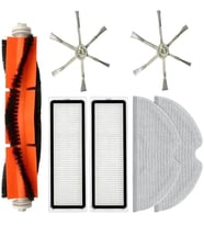 Mijia 1c.Vacuum Mop 1c Ve Vacuum Mop 2c ile- Mop Pro 2+ 3D Uyumlu Hepa Filtre,Fırça,Mop Paspas 6 Kollu Yan Fırçalı Yenileme Seti-7 Adet Beyaz Set