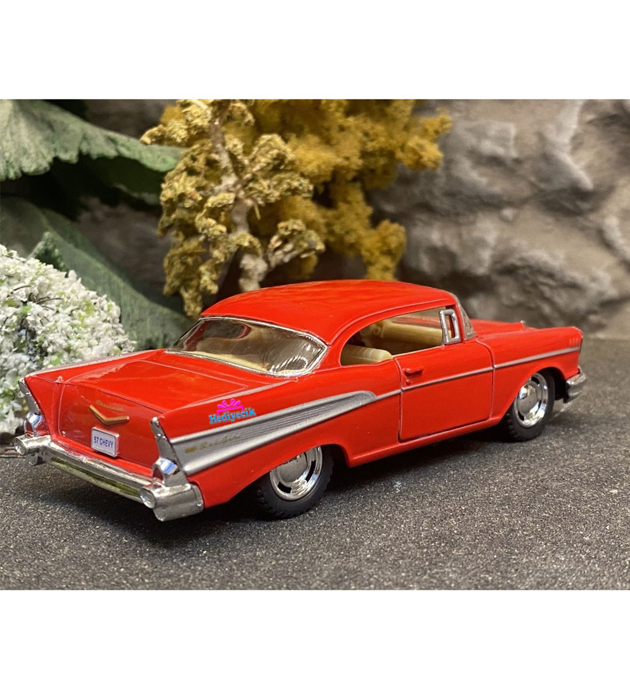 1957 Chevrolet Bel Air Diecast Model Araba 12 Cm (Kırmızı)