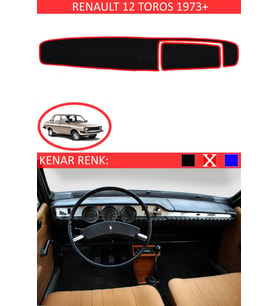 Renault 12 Toros 1973+ Için Uygun Torpido Koruma Halısı Siyah Kenar Renk Kırmızı