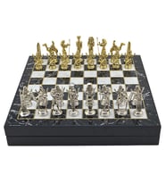 GiftHome Büyük Boy Metal Mısır Satranç Tk. Parlak ve Mermer Desenli Sandıklı MDF Tahtası(36X36X6 cm.) 