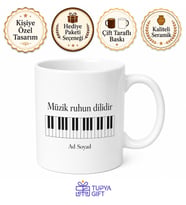 Piyaniste Hediye Siyah Beyaz Tuşlar Klasik Müzik Çay Kupası Bardak