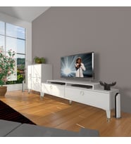 Decoraktiv Ekoflex On Mdf Gold Tv Ünitesi Tv Sehpası - Parlak Beyaz
