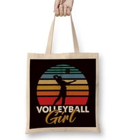 Vintage Volleyball Girl Ball Sports Player Beach Volleyball Bez Çanta Uzun Saplı