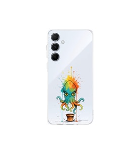 Samsung Galaxy A56 ile uyumlu Splash ahtapot tasarımlı şeffaf silikon kılıf