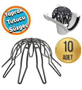 Yaprak Tutucu Ahtapot Oluk Gideri Pislik Tutucu 10 ADET Ahtapot Yaprak Tutucu Ø70-100 lük Pimaş İçin (Düz Siyah)