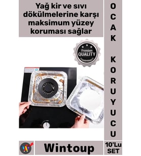#Folyo Isıya Dayanıklı Alüminyum Kare Yuvarlak Leke Tutmaz Mutfak Seti Folyo Ocak Koruyucusu 10'lu
