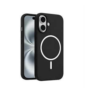 Coverzone ?phone 16 ile Uyumlu Kadife ?� Y�zeyli Premium Silikon K?l?f MagSafe ile Uyumlu Kablosuz ?arj Destekli Darbe Emici Yumu?ak Dokulu Koruma Tasar?ml? Telefon K?l?f? Siyah