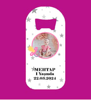 Kişiye Özel Kız Bebek Emzikli Resimli Yıldızlar Magnet Açacak