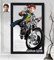 Kişiye Özel 3D  Ahşap Tablo Motorcu Erkek 30x40 -4