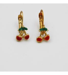 Gold Vip Vintage Tasarım Küpe Taşsız Kiraz (Gümüş)