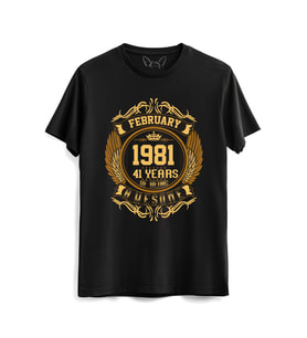 Vintage Gold Awesome Series February 1981 Siyah Tshirt