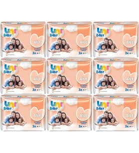 Uni Baby Islak Havlu Mendil Aile 52 Yaprak (27 Li Set) 1404 Yaprak (9PK*3)