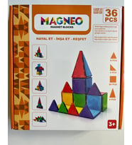 Manyetik Yapı Blokları Magneo Çocuklar İçin 3 Boyutlu Renkli Mıknatıslı 36 Parça Manyetik Blok Oyun Seti