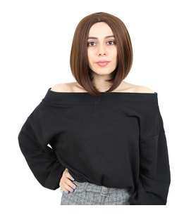 Kahkülsüz Düz Kısa Fiber Sen Peruk / Kahve Karamel