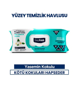 Deep Fresh İz Bırakmaz Yüzey Temizlik Havlusu 100 Yaprak Yasemin Çiçeği Karbonat, Beyaz Sirke