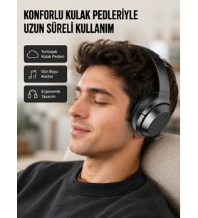 Kablosuz Bluetooth Kulaklık 5.0 18 Saat Kullanım Dinamik Sürücü Siyah Yeni Nesil