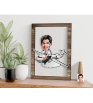 BK Gift Kişiye Özel Kaptan Pilot Karikatürlü 3D Ahşap Tablo, Sevgiliye Hediye, Arkadaşa Hediye, Yıl Dönümü Hediyesi, Doğum Günü Hediyesi-1