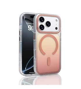 Apple iPhone 17 Pro Uyumlu Kılıf M-safe Şarj Özellikli Transparan Renk Geçişli Zore Toros Kapak (Rose Gold Altın)