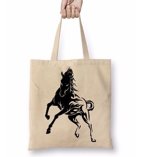 Horse Tattoo 4 Preto Bez Çanta Uzun Saplı